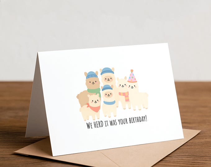Funny Alpaca Birthday Card: Punny Llama Greeting Card