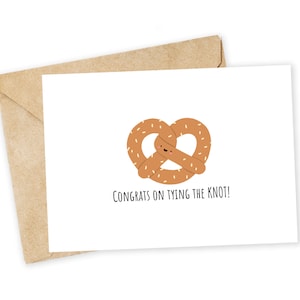 PARABÉNS por ATAR o NÓ - Cartão de felicitações de casamento, Cartão de felicitações, Cartão engraçado, Cartão de trocadilho, Pretzel, Cartão de agradecimento