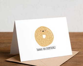 Everything Bagel Thank You Card: Funny Dad Joke Note Card