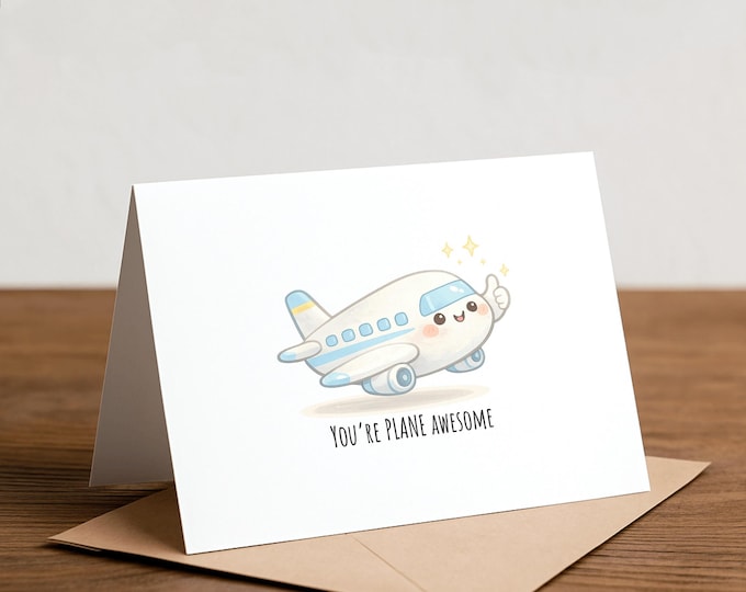 Airplane Pun Greeting Card: Pilot, Flight Attendant, Birthday