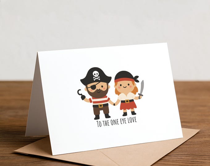 Funny Pirate Pun Card: One Eye Love - Handmade Valentine