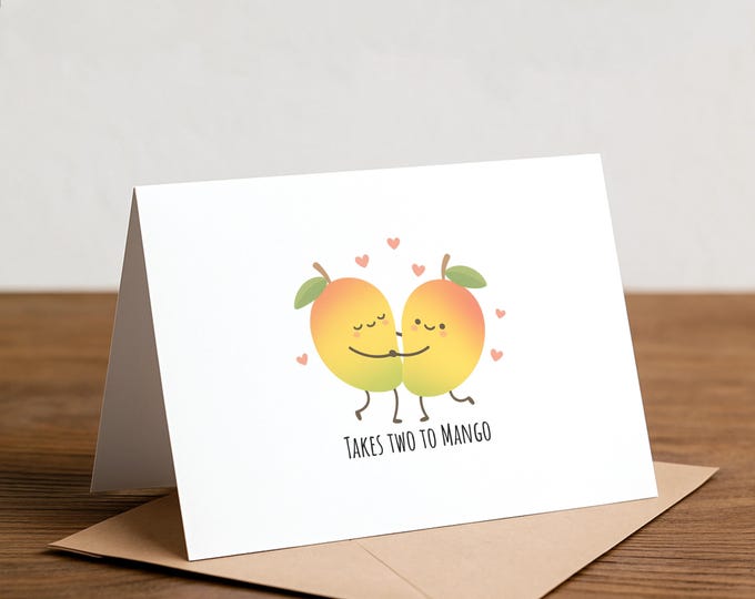 Mango Pun Card - takes two to mango
