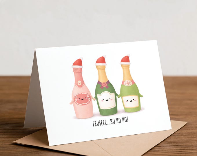 Funny Prosecco Christmas Card: Punny Holiday Card