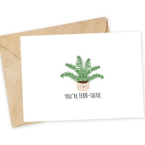 Você é FERN-tástico - Cartão de felicitações de samambaia, Cartão feliz, Cartão eu te amo, Cartão de aniversário, Cartão de felicitações engraçado, samambaia, planta, mãe planta, fantástico