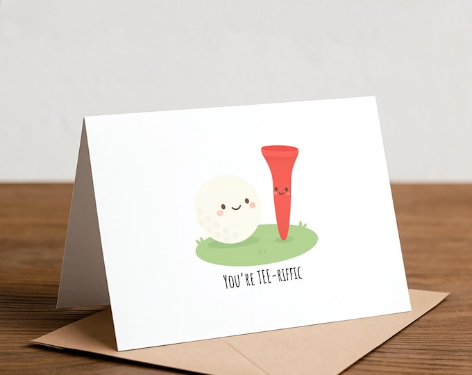 Funny Golf Father's Day Card: 'TEE-riffic' Pun Greeting