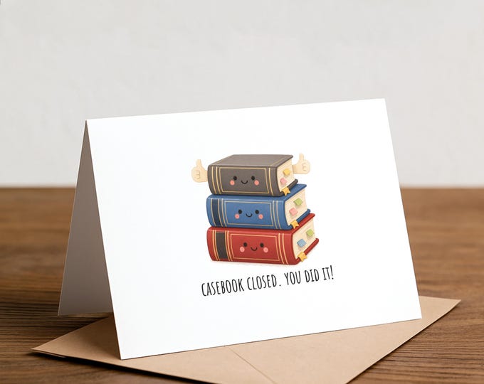 Law School Graduation Card: Lawyer Gift, Juris Doctor, Casebook Closed