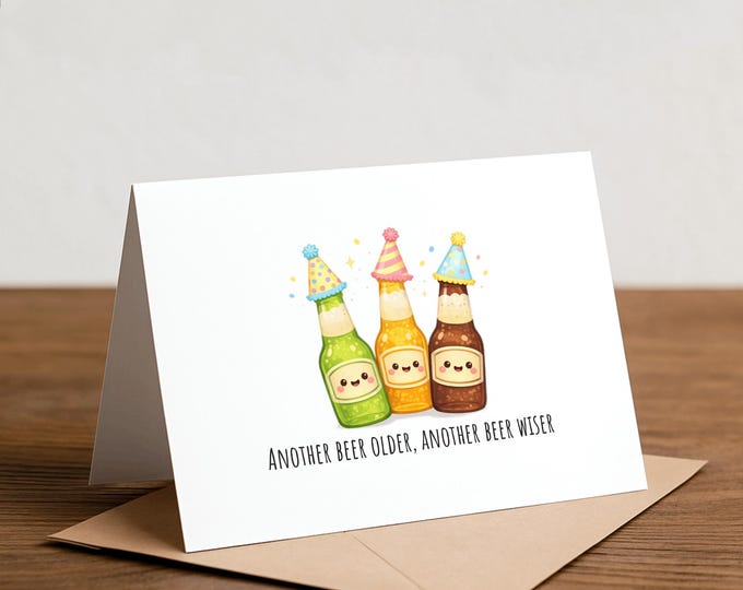 Funny Beer Birthday Card: Handmade Pun Greeting Card