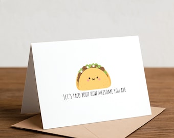 Tarjeta de felicitación "Hablemos de tacos": Tarjeta divertida para amantes de la comida.
