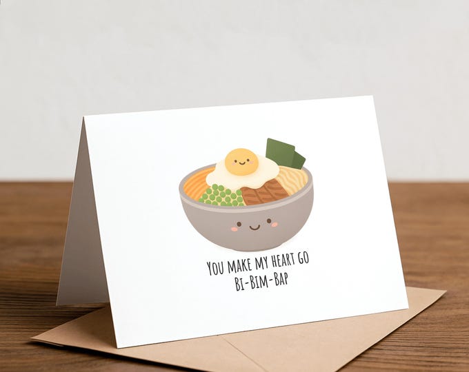 Bibimbap Pun Greeting Card: Funny Korean Foodie Valentine