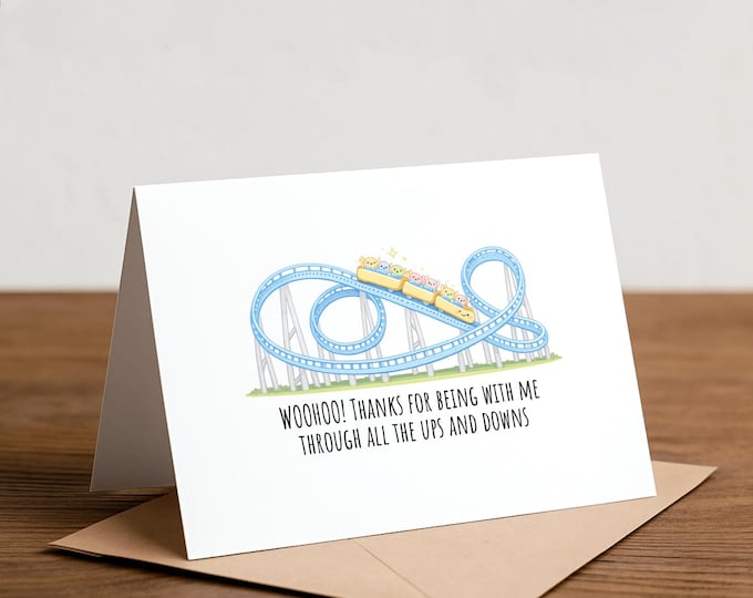 Rollercoaster Thank You Card: Handmade Appreciation Card
