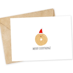Joyeux tout - jolie carte de Noël, carte de Noël drôle, carte de vœux simple, carte de Noël de petit garçon, bagel tout, joyeuses fêtes