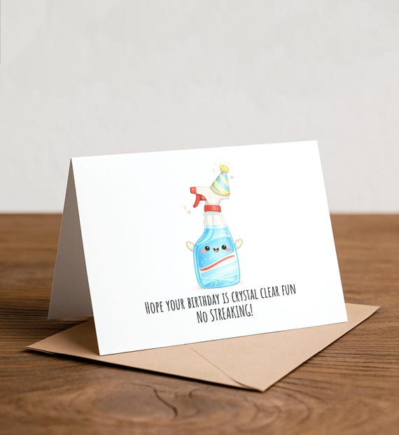 A handmade birthday card riffing on Windex — the kind of groan-worthy pun that makes you snort-laugh and immediately think of someone to send it to.