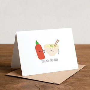 Kartka z pozdrowieniami „Kocham Cię Pho-ever”: Punny Foodie Card