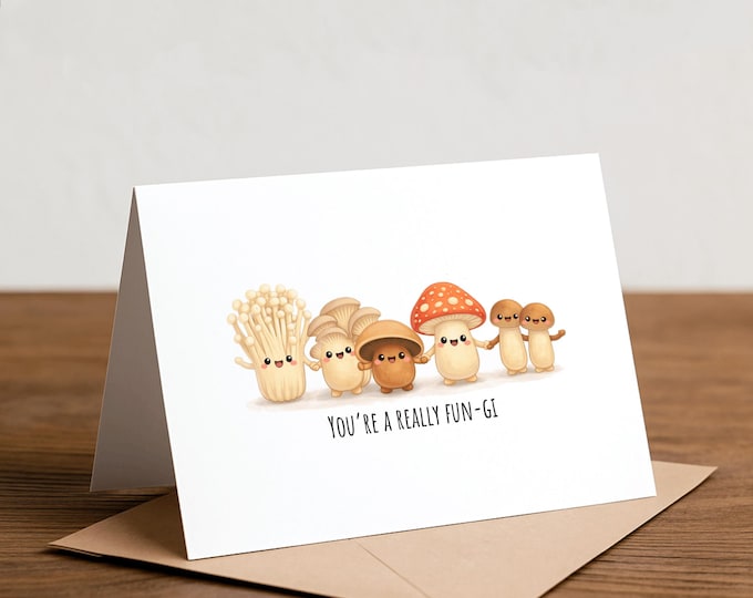 Funny Mushroom Birthday Card: Punny Fungi Handmade Card, Father's Day