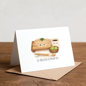 Tarjeta de la amistad con fideos soba - Tarjeta de felicitación hecha a mano