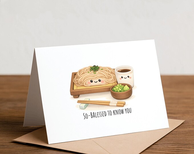 Soba Noodles Friendship Card - Handmade Greeting Card