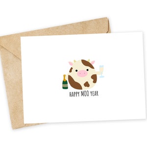 Bonne année MOO ! - Carte de voeux de nouvel an, carte de squishmallow, carte de vache, carte de vœux, carte de nouvel an pour adulte, nouvel an drôle, bonne année