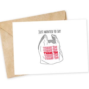 Solo quería decir GRACIAS - Tarjeta de felicitación con bolsa para llevar, tarjeta de nota, tarjeta de agradecimiento divertida, compañero de trabajo, oficina, agradecimiento aleatorio
