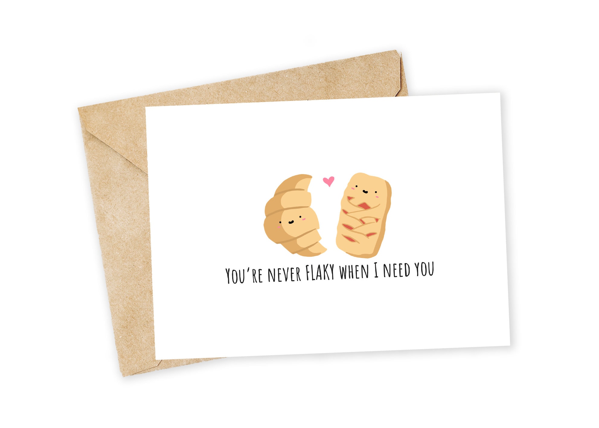 Nunca escamoso - Tarjeta de felicitación de pastelería, croissant, danés, danés de cereza, tarjeta de notas, divertido San Valentín, tarjeta de agradecimiento, Gilmore girls, postre