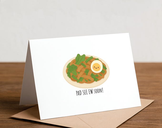 Pad See Ew Greeting Card: Handmade Foodie Valentine's Day Card