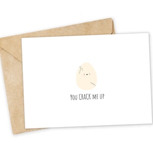 Me haces reír - Tarjeta de felicitación EGG, tarjeta feliz, tarjeta Te amo, tarjeta para amantes de la comida, tarjeta de cumpleaños, tarjeta de juego de palabras nerd, tarjeta de felicitación con juego de palabras