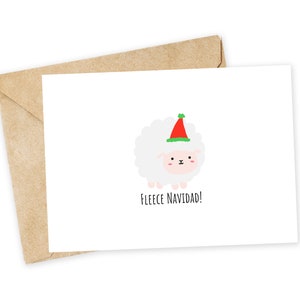 Fleece Navidad - Süße Weihnachtskarte, Lustige Weihnachtskarte, Einfache Weihnachtskarte, Punny Weihnachtskarte, Schaf, Ewe, Feliz Navidad, Weihnachten