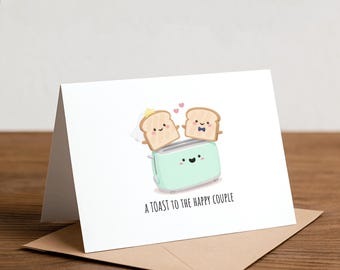 Cartão de casamento "Brinde ao Casal Feliz": Cartão de felicitações com trocadilho