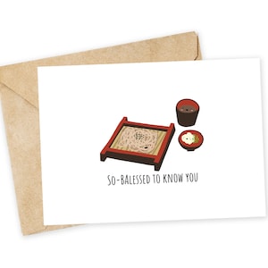 C'est tellement heureux de vous connaître - Bienheureux, carte de l'amitié, collègue, carte des couples, nouilles soba, zaru soba, cuisine asiatique, mois du patrimoine AAPI