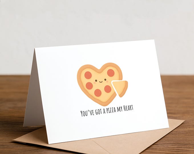 Pizza My Heart Greeting Card: Punny Foodie Card
