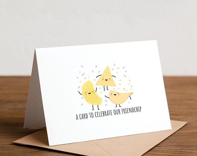 Friendship Chip Greeting Card: Punny Foodie Card