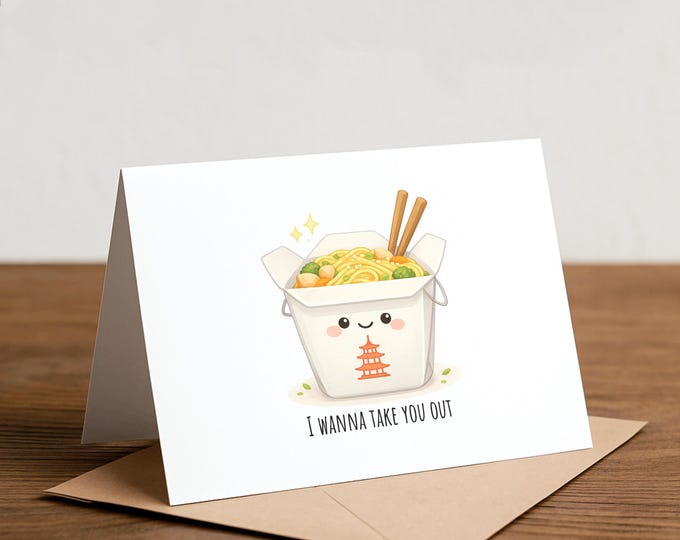 Chinese Takeout Card: Kawaii Love Card, Handmade