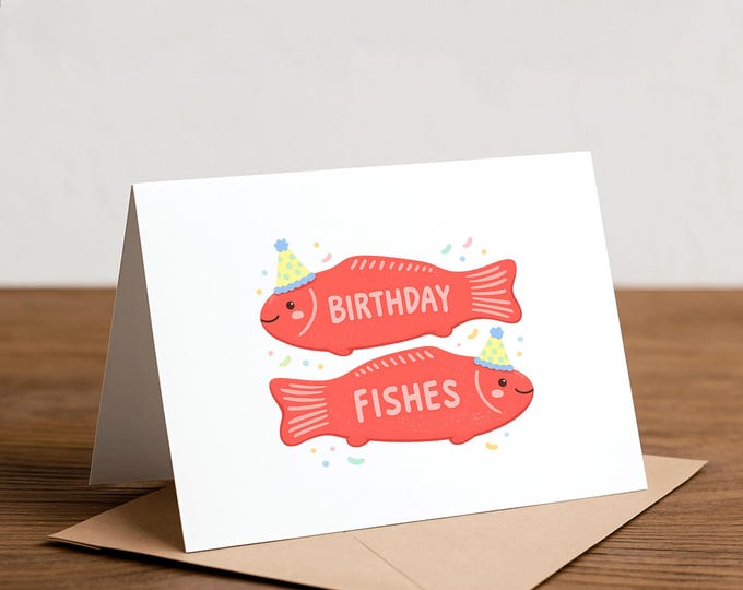 Funny Swedish Fish Birthday Card - Punny Handmade Greeting Card