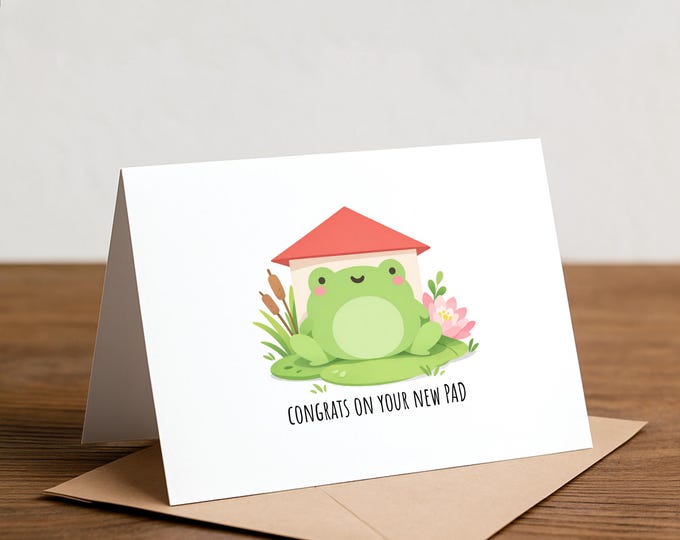 Congrats New Pad Card - Frog Housewarming Gift