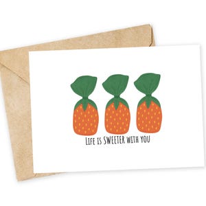 La vie est plus douce avec vous - Carte de voeux de bonbons au hasard, carte de correspondance, Saint-Valentin drôle, carte drôle, carte d'amour, carte de remerciement, maison de grand-mère