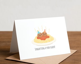 Funny Spaghetti Birthday Card: Pasta Pun Greeting Card