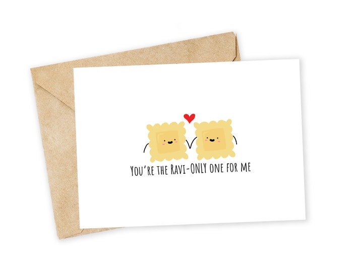 Funny Ravioli Pasta Love You Valentine Anniversary Pun Card Card for ...