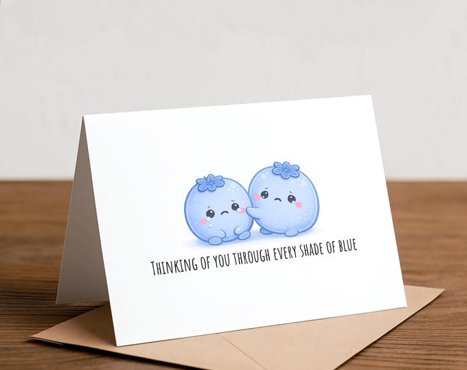 Punny Blueberry Condolences Card – Handmade Feel Better Greeting