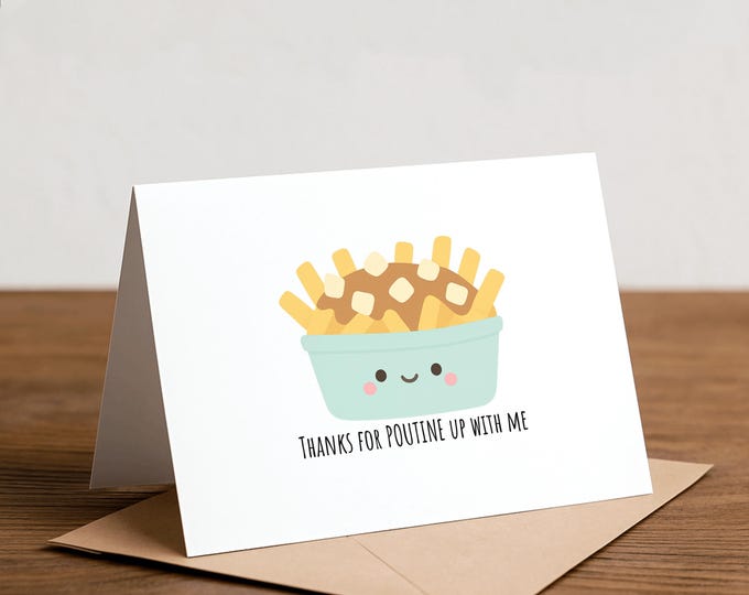 Poutine Greeting Card: Funny Valentine Thank You Note