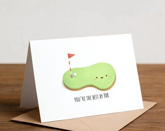 Divertente biglietto di auguri per la festa del papà a tema golf - Papà di Par Handmade Greeting