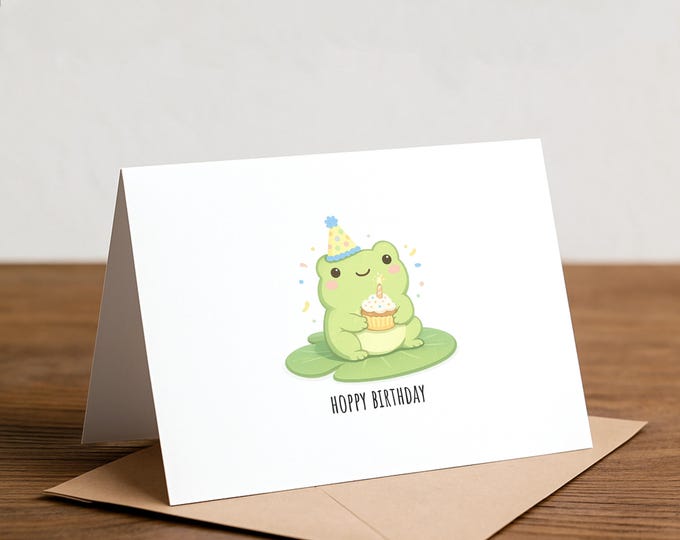 Funny Frog Birthday Card - Un-FROG-ettable Greeting