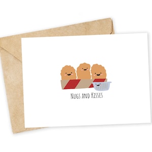 NUGS and KISSES - Hühnernuggets-Grußkarte, Geburtstagskarte, Foodie Karte, Lustige Karte, Nerdy Karte, alles Gute zum Geburtstag, Dankeskarte