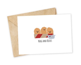 NUGS and KISSES - Chicken Nuggets Greeting Card, Foodie Card, Birthday Card, Funny card, Nerdy Card, Happy birthday, Thank you card