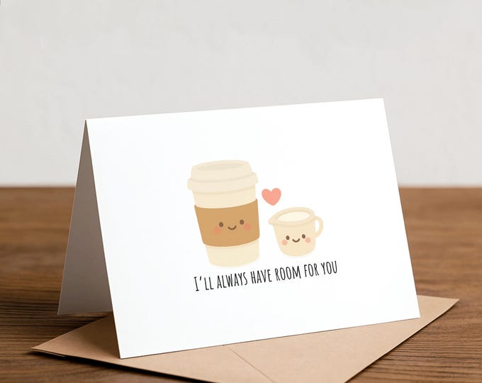 Coffee and Cream Handmade Greeting Card: Valentine's Day Card