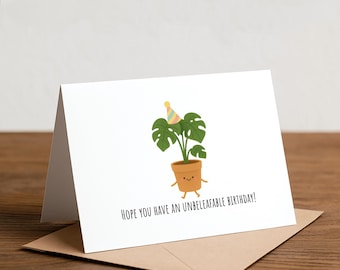 Monstera Birthday Card: Funny Plant Pun, Handmade