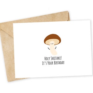 Saint Shiitaké !  -Carte d'anniversaire drôle, jolie carte, carte faite main, carte de voeux de petit garçon, blague d'anniversaire, champignon, petit garçon