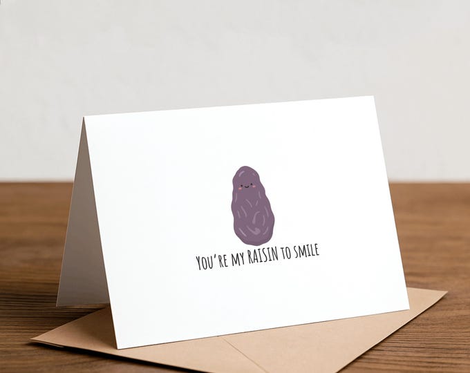 Raisin Pun Greeting Card: I Love You, Birthday Card