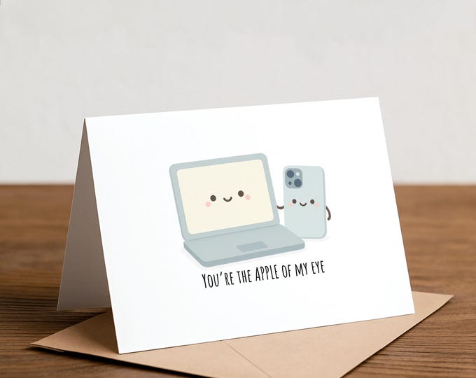 Funny Valentine's Day Card: Apple of My Eye - Tech Love