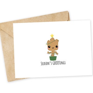 Season's GROOTings - Urocza kartka świąteczna, Zabawna kartka świąteczna, Prosta kartka świąteczna, Zabawna kartka świąteczna, Groot, Strażnicy Galaktyki