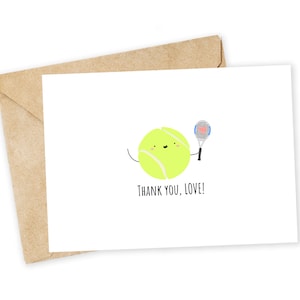 MERCI, AMOUR ! - Carte de voeux de tennis, carte de correspondance, valentine drôle, carte de remerciement, blague à papa, carte d'amour, mignonne