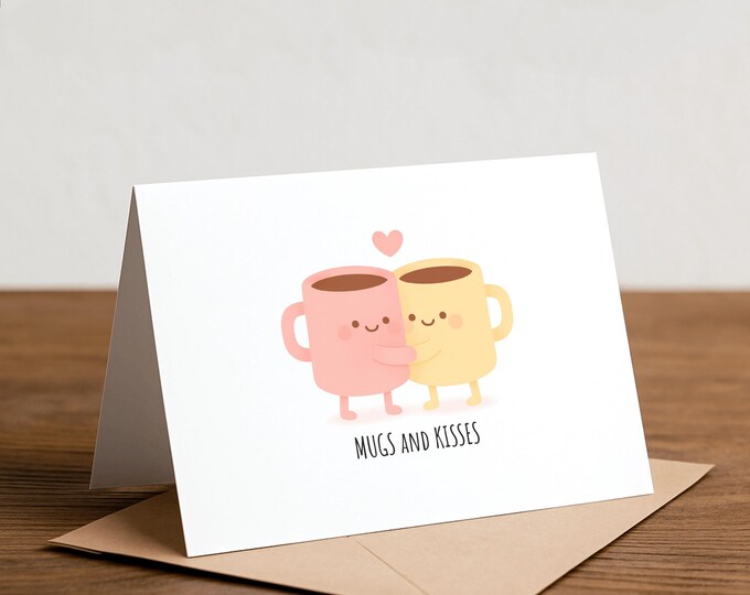 MUGS and KISSES: Handmade Thank You Card, Love Card